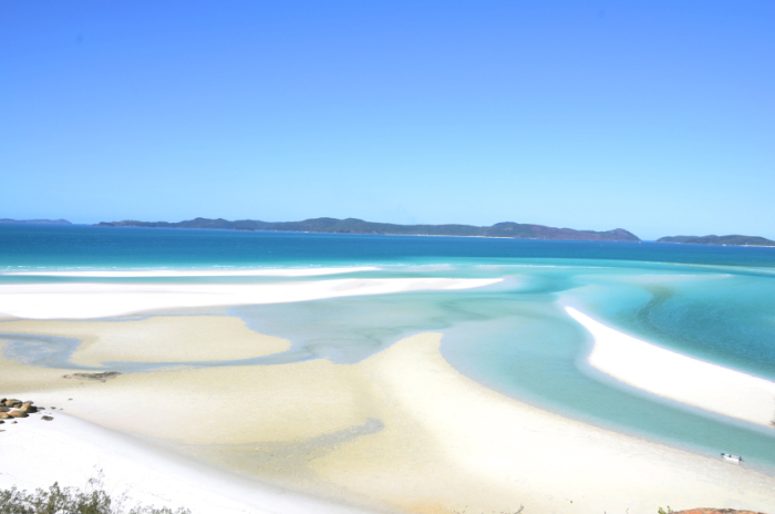 A view from the rocks on Whitehaven on the Whitsunday Islands