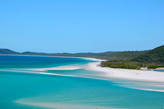 Whitehaven Beach on Whitsunday Islands from up above