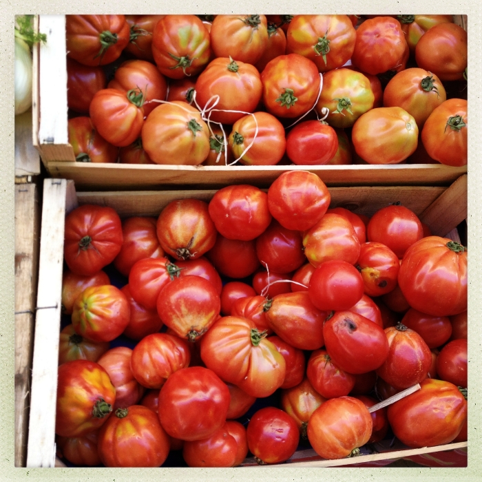 Tomatos on a market in Aix-en-Provence in Southern France.