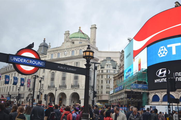 London on a Budget: Underground entrance at Piccadilly Circus