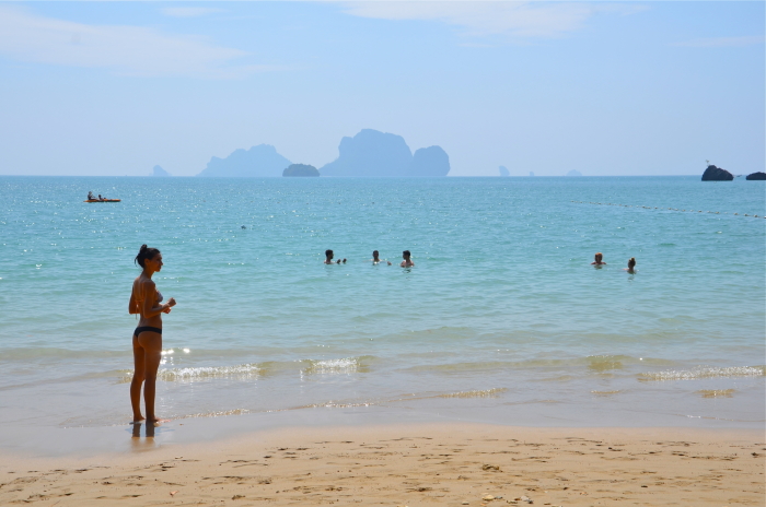 Swimming at Tonsai Beach in Thailand 