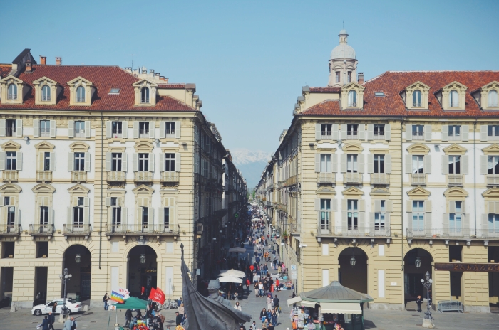 A shopping street in Turin