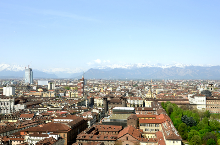 Turin and the Alps in the background