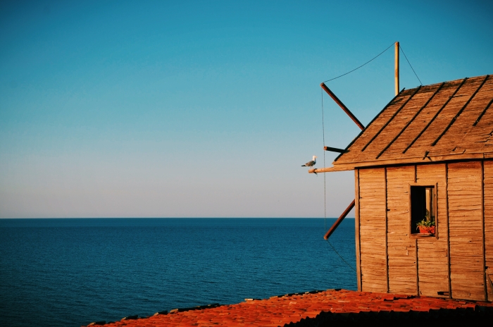 A windmill at the sea in Bulgaria