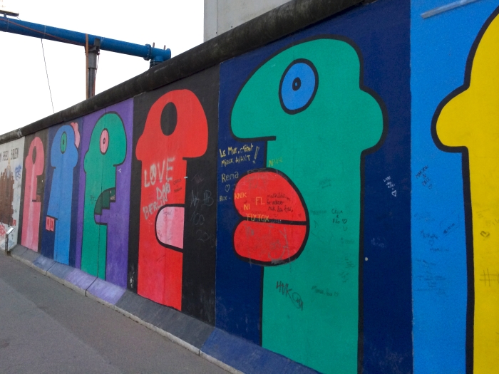 The famous faces painting at East Side Gallery in Berlin