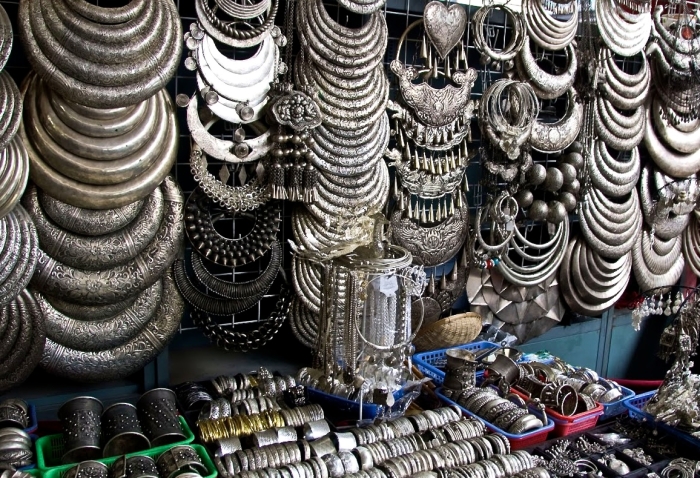 Jewelry at a flea market in Peking in China