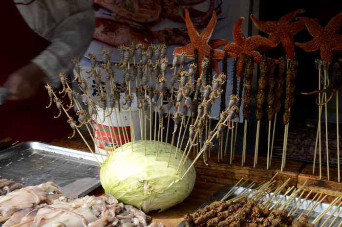 Scorpions on a skewer in Peking in China