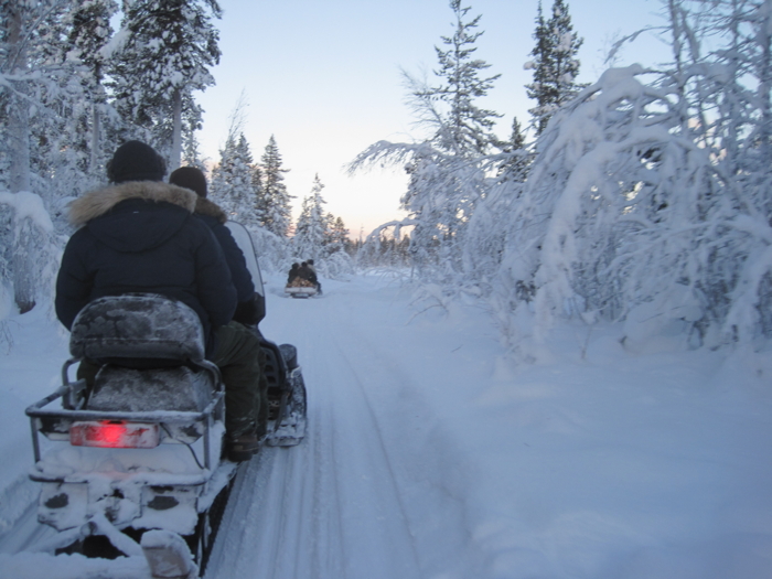 A Snow Ride after seeing the Northern Lights at Kiruna in Sweden
