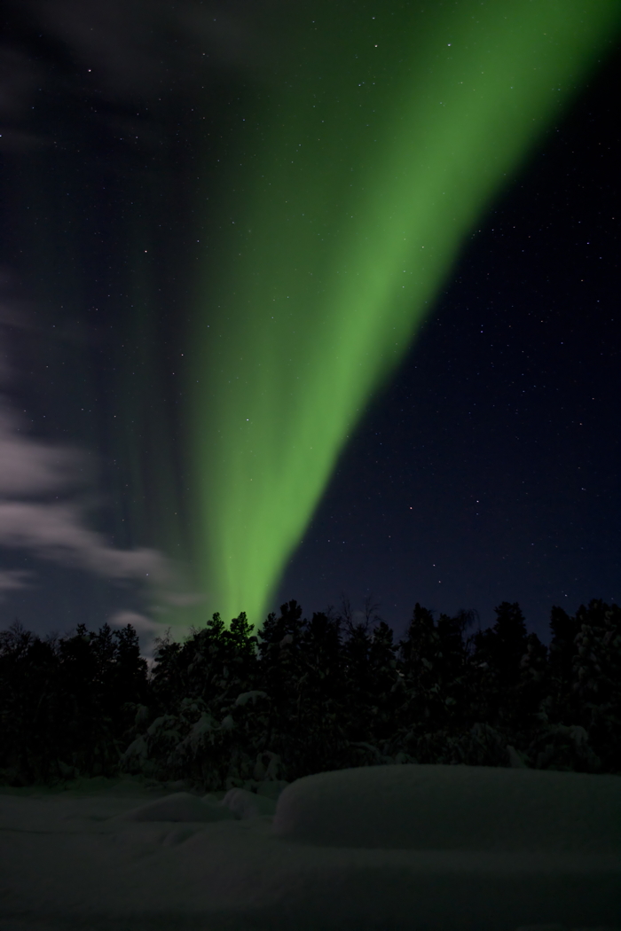 Green Northern Lights at Kiruna in Sweden