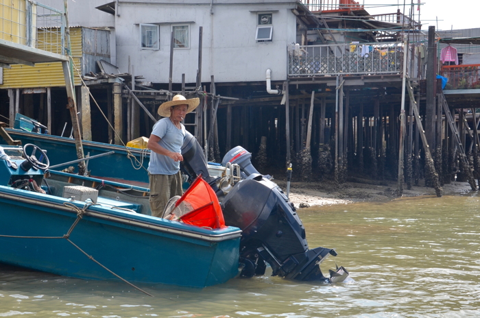 Fisherman in Tai O fishing village in Lantau Island Hongkong