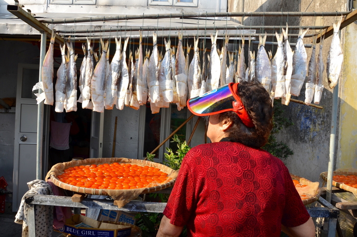 Salt fish in Tai O fishing village in Lantau Island Hongkong